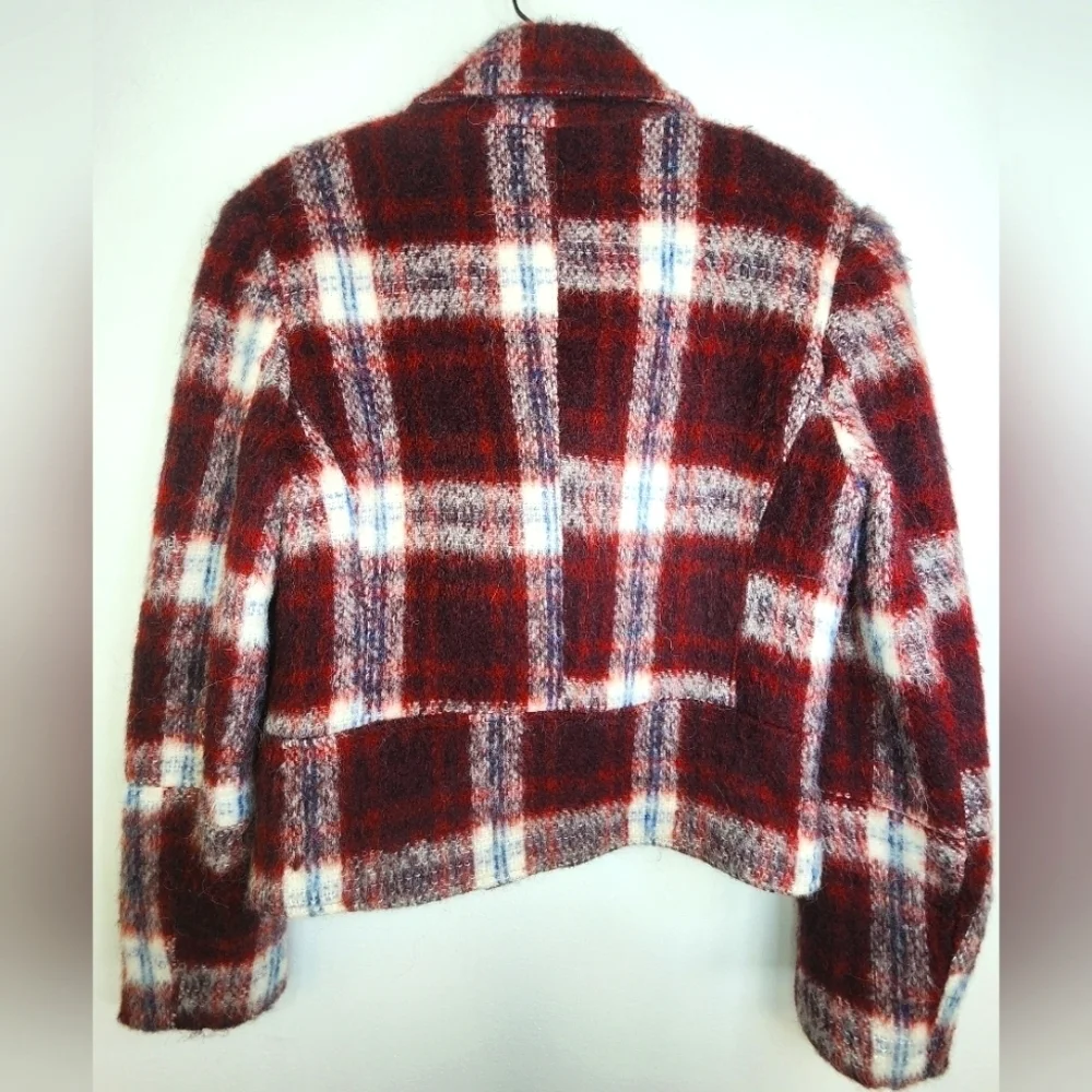 Slate & Stone Women's Plaid Wool-l Blend Biker Jacket, size Small